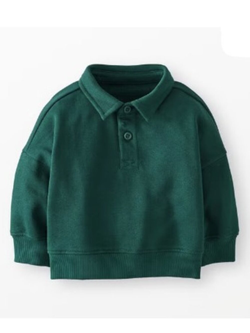 Hanna Andersson Oversized Polo Sweatshirt in Ponderosa Green, size 2T